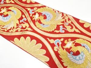 アンティーク　野々村織物製　立涌に鳳凰模様織り出し袋帯（着用可）